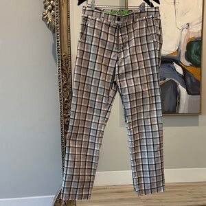 Hugo Boss Plaid Chinos - Black, Brown, White